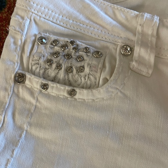 Original LA Idol White Jeans Denim Stretch Boot Cut Pants Size 7 W30 L31 1/2 - Picture 10 of 14